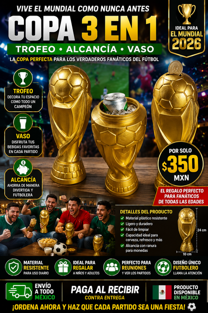 Trofeo Fútbol Alcancía Copa Mundial 5pz
