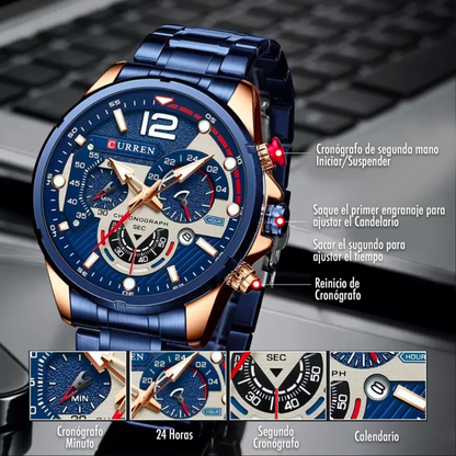 Reloj Curren 8395 Azul Cronó- Acero inox
