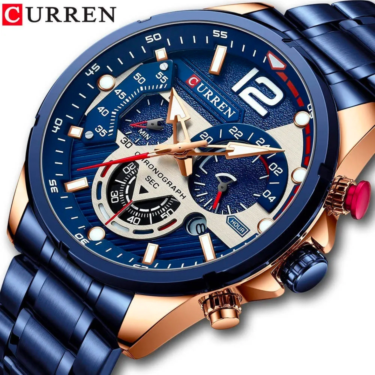 Reloj Curren 8395 Azul Cronó- Acero inox
