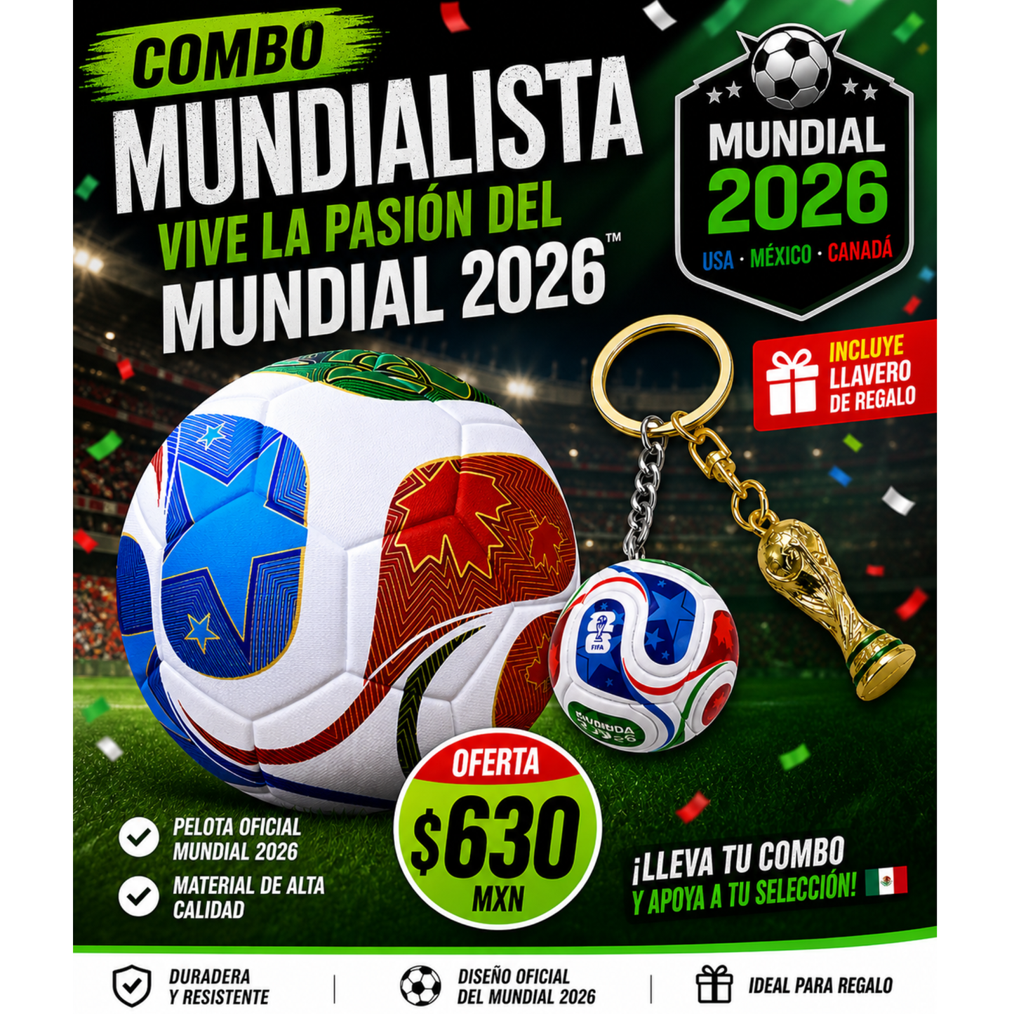 TotalGol™ balon mundial no 5  +llavero mundial