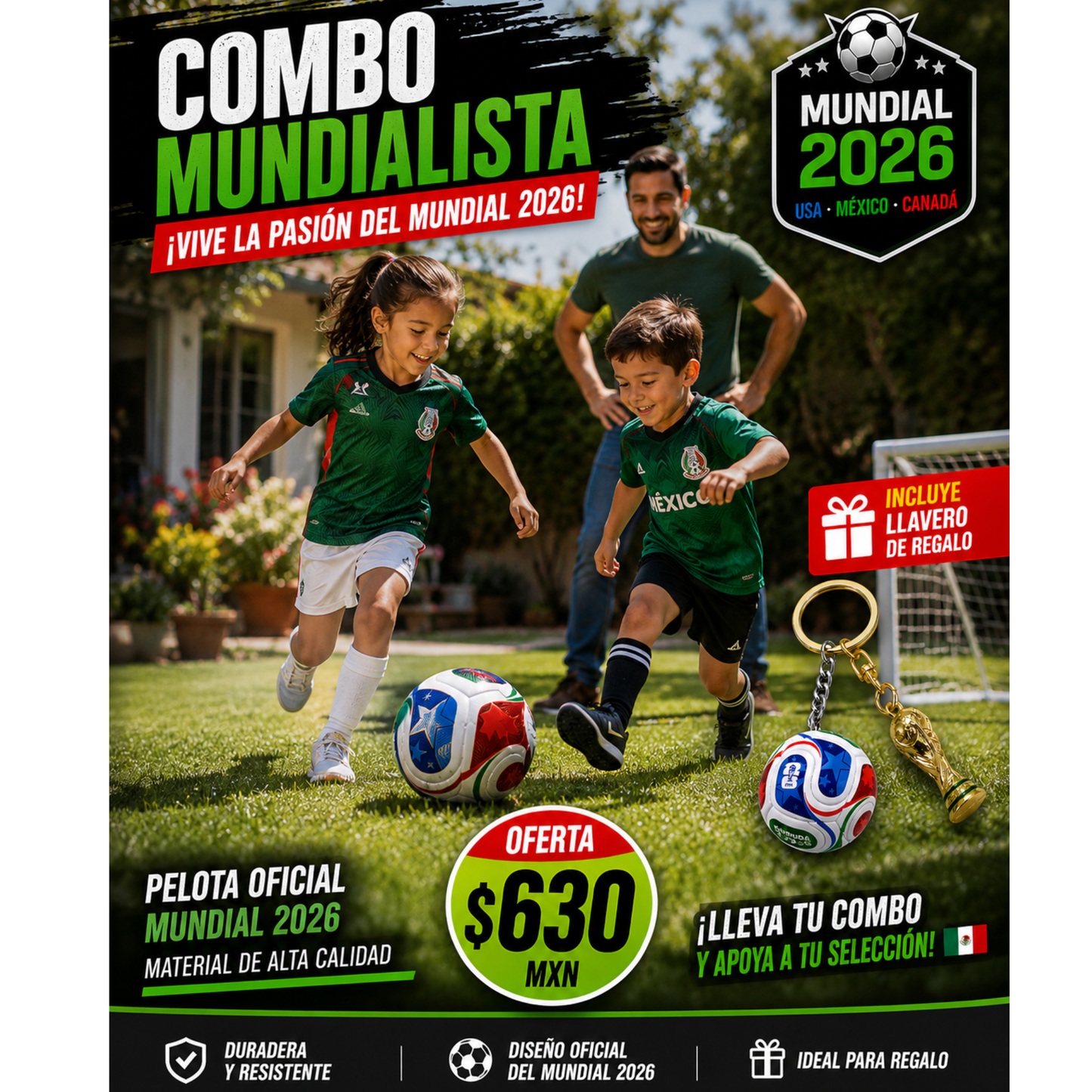 TotalGol™ balon mundial no 5  +llavero mundial