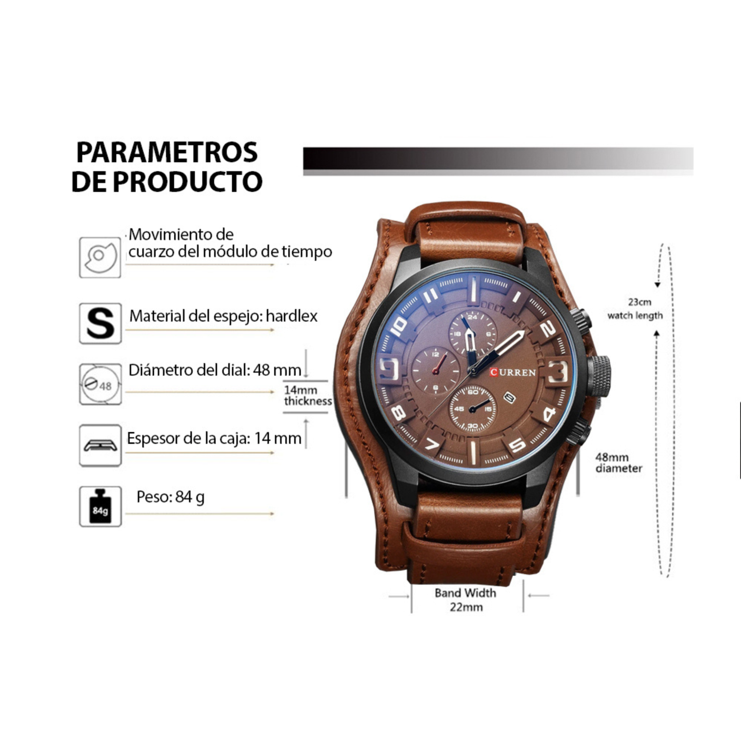Reloj Curren 8225 Café Cuero Vintage