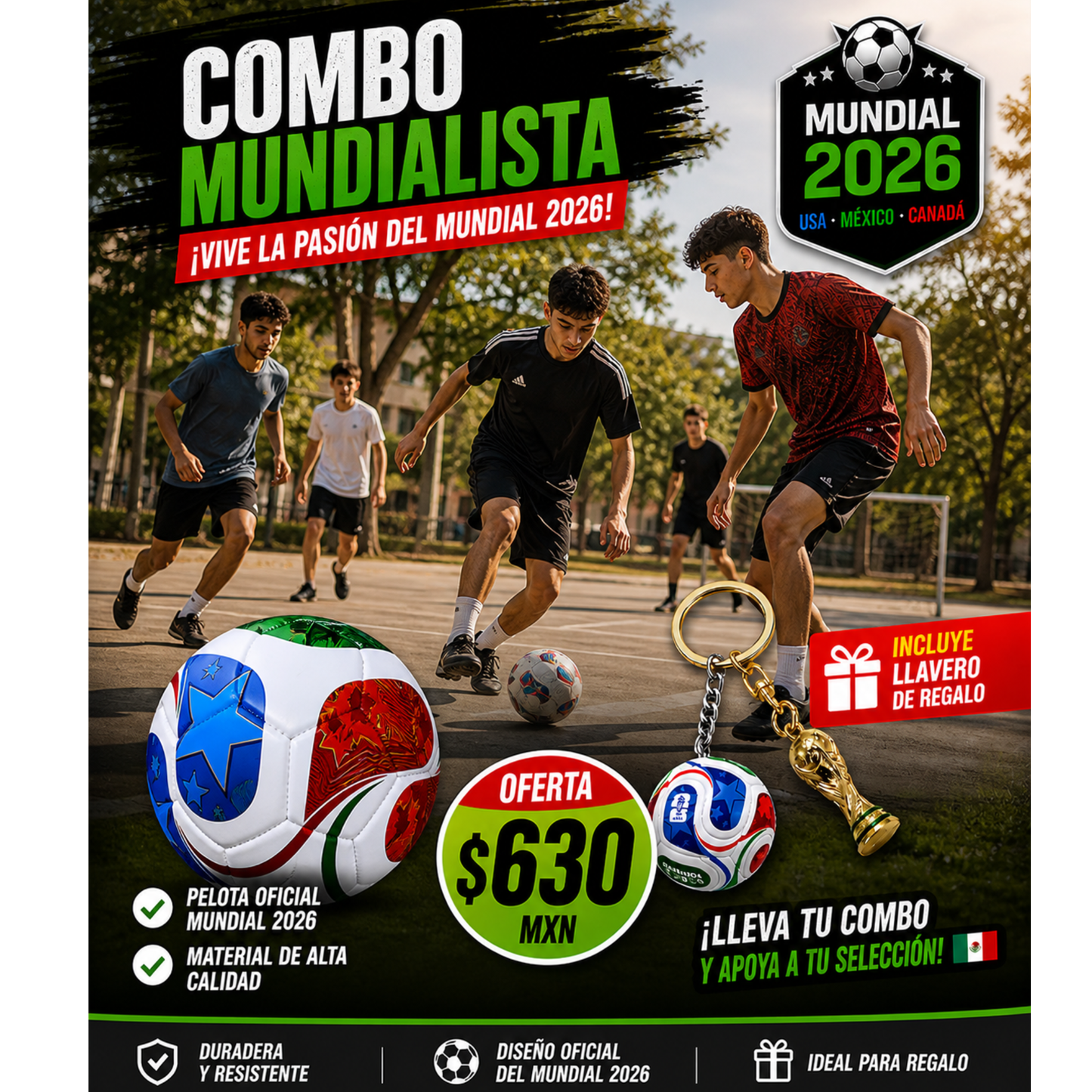 TotalGol™ balon mundial no 5  +llavero mundial