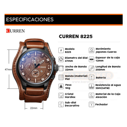 Reloj Curren 8225 Café Cuero Vintage