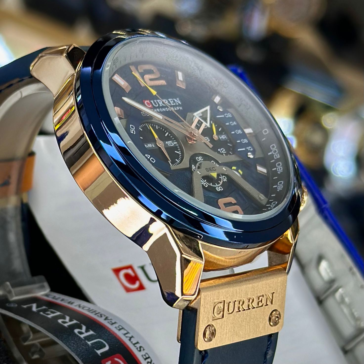 Reloj Curren 8329 Azul Cuero Cronógrafos