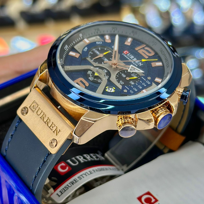 Reloj Curren 8329 Azul Cuero Cronógrafos