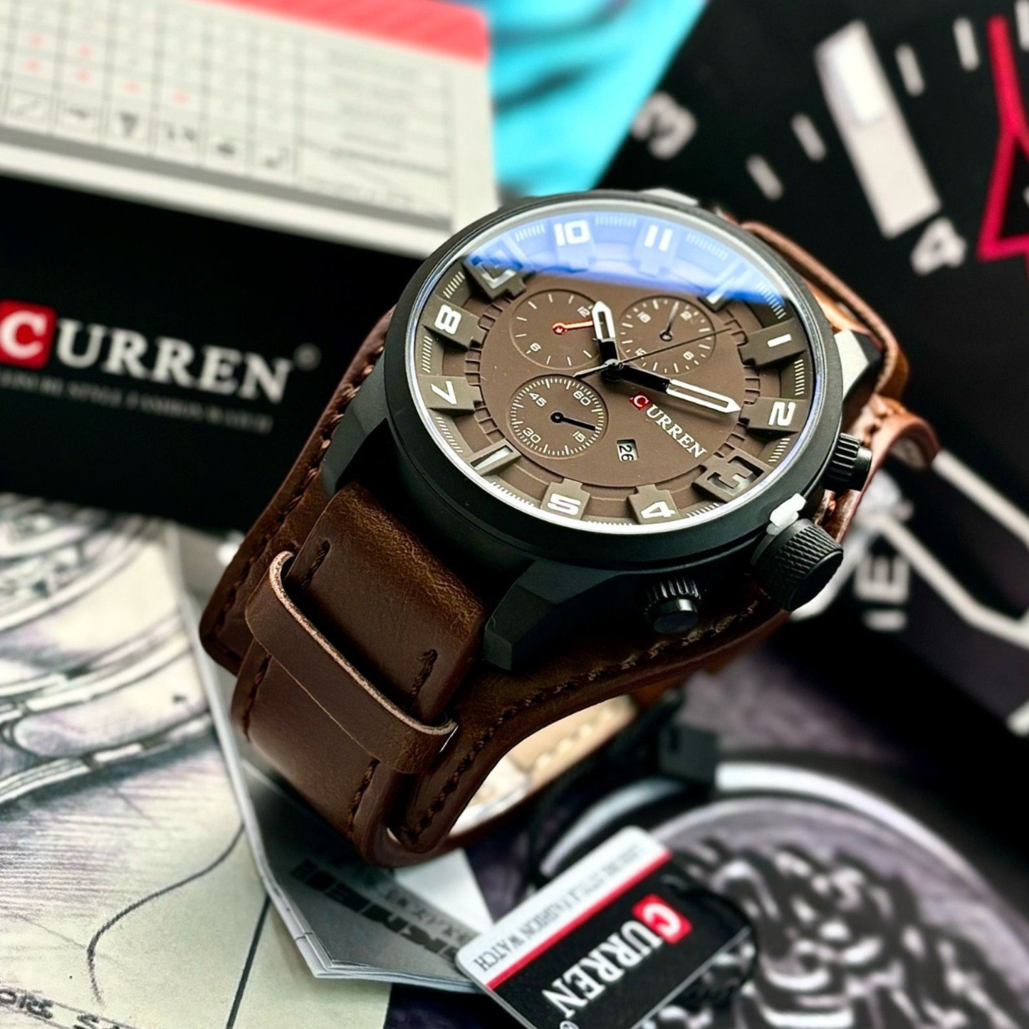 Reloj Curren 8225 Café Cuero Vintage